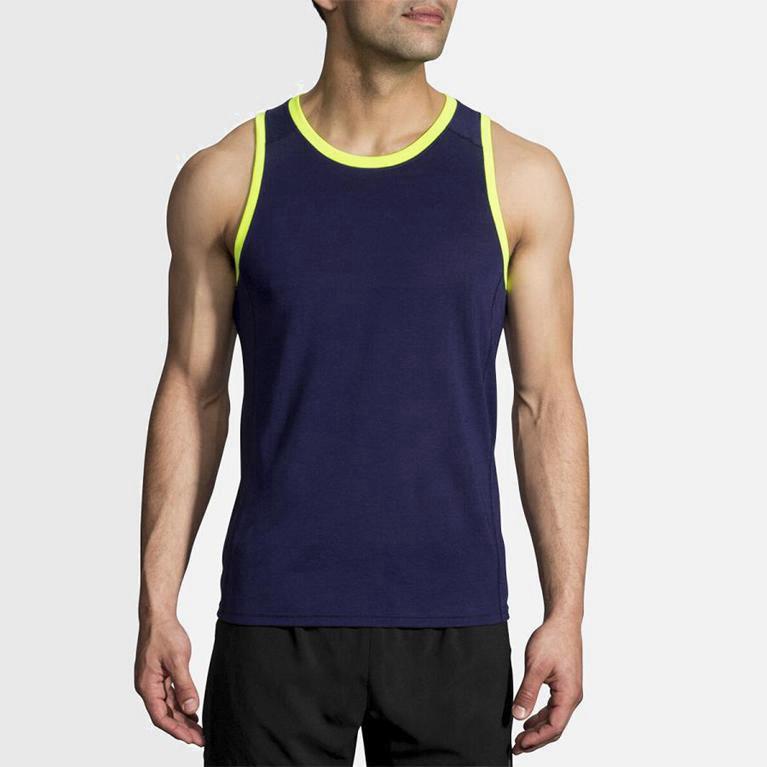 Brooks Distance Israel - Men's Running Tank Top - Blue (14592-ROIK)